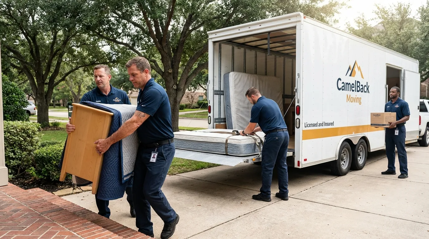 Crew loading residential truck for cross-state move from Ellensburg, WA