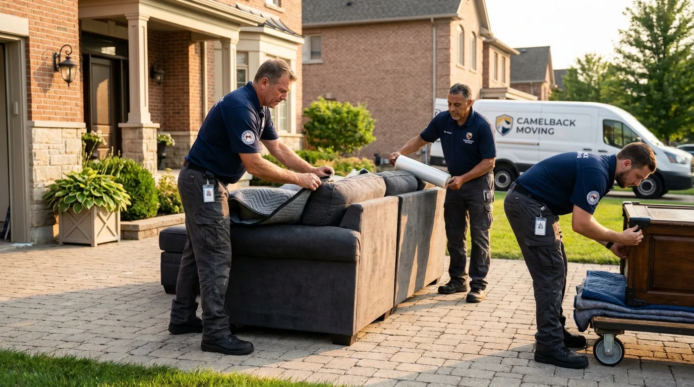 Large estate moving crew wrapping furniture in Ellensburg, WA