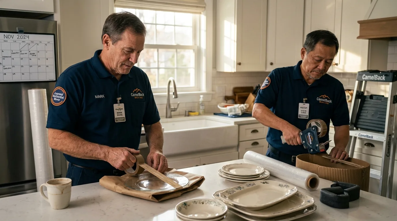Professional crew packing kitchen dishware in Ellensburg, WA